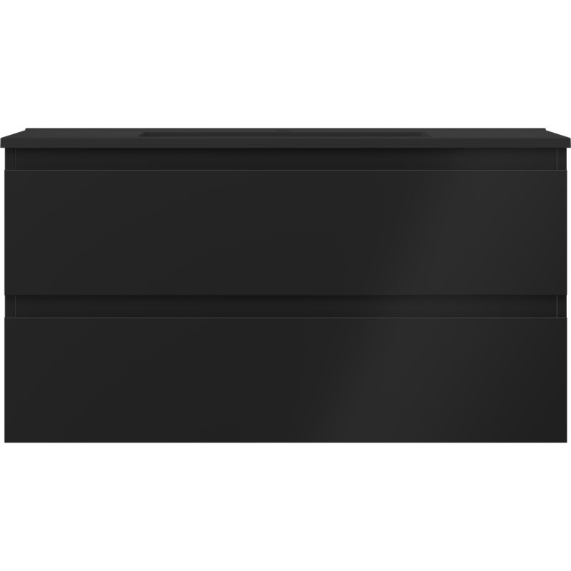 Mexen Orio Badezimmerschrank 90 cm mit Waschbecken Otis, 2 Schubladen, schwarz matt - 91A10-09047-2-BFF71-W18M71