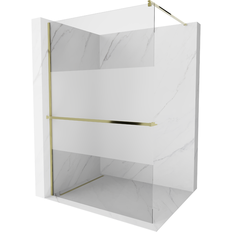 Mexen Kioto+ Duschwand mit Regal Walk-in 80 x 200 cm, transparent/frost, gold - 800-080-121-50-35