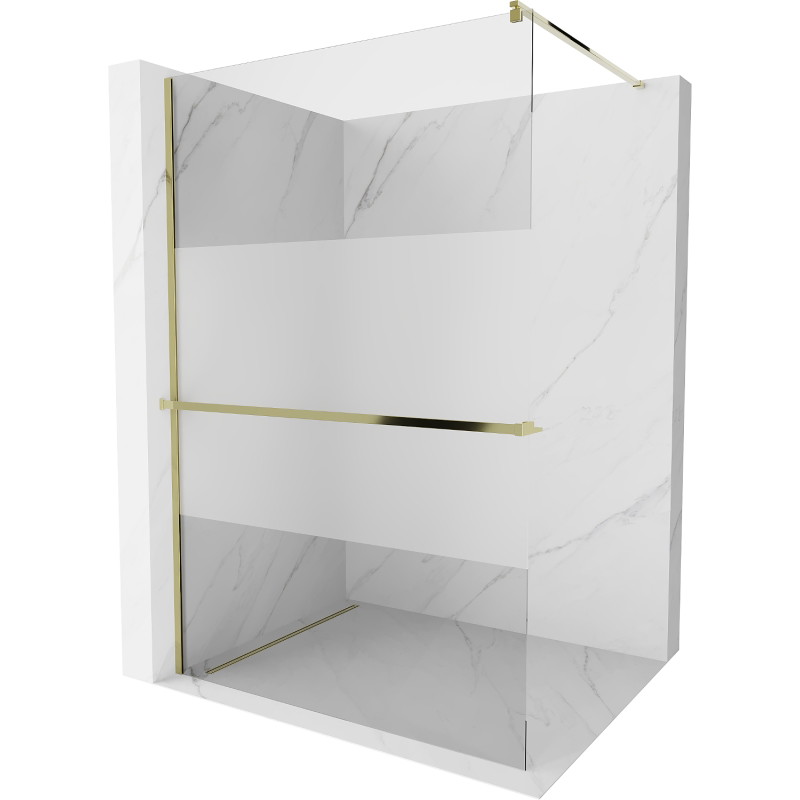 Mexen Kioto+ Duschwand mit Regal Walk-in 80 x 200 cm, transparent/matt, gold - 800-080-121-50-35