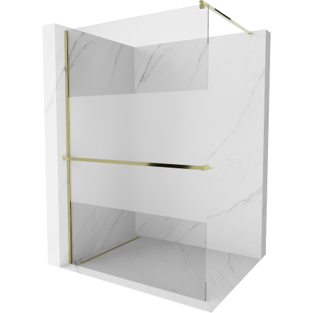 Mexen Kioto+ Duschwand mit Regal Walk-in 80 x 200 cm, transparent/frost, gold - 800-080-121-50-35