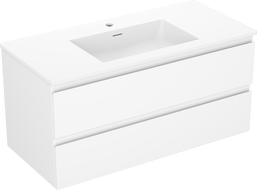 Mexen Orio Badezimmerunterschrank 100 cm mit Waschbecken Otis, 2 Schubladen, weiß matt - 91A10-10047-2-BFF01-W18M01