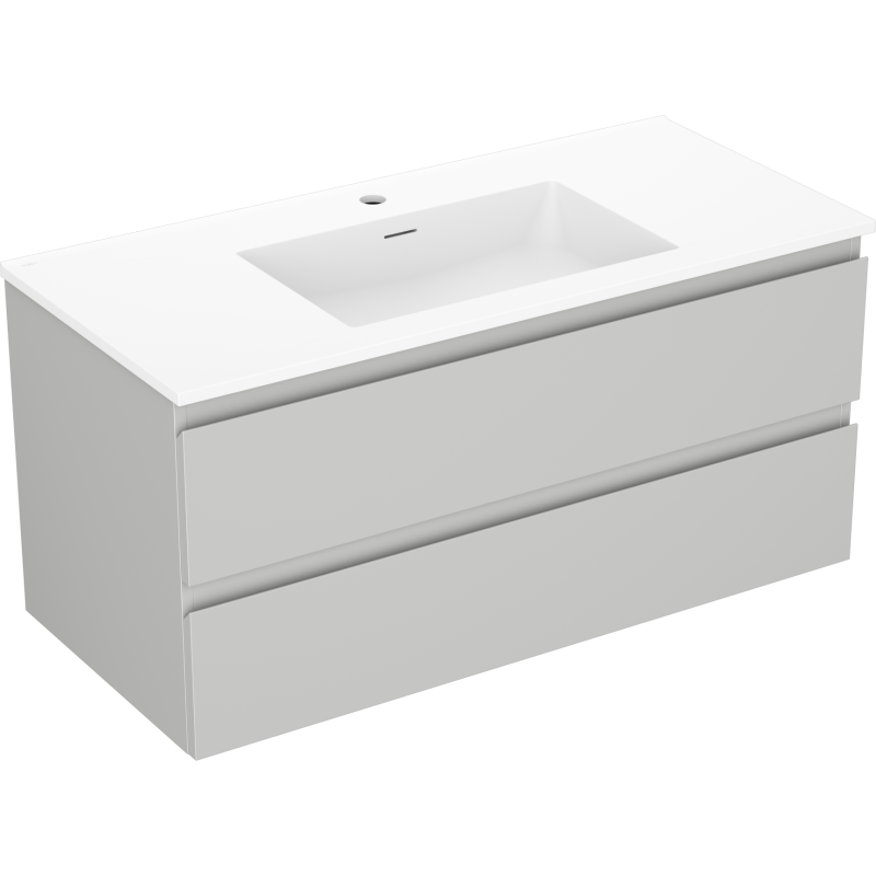 Mexen Orio Badezimmerschrank 100 cm mit Waschbecken Otis, 2 Schubladen, grau matt/weiß matt - 91A10-10047-2-BFF62-W18M01