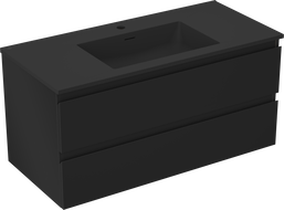 Mexen Orio Badezimmerunterschrank 100 cm mit Waschbecken Otis, 2 Schubladen, schwarz matt - 91A10-10047-2-BFF71-W18M71