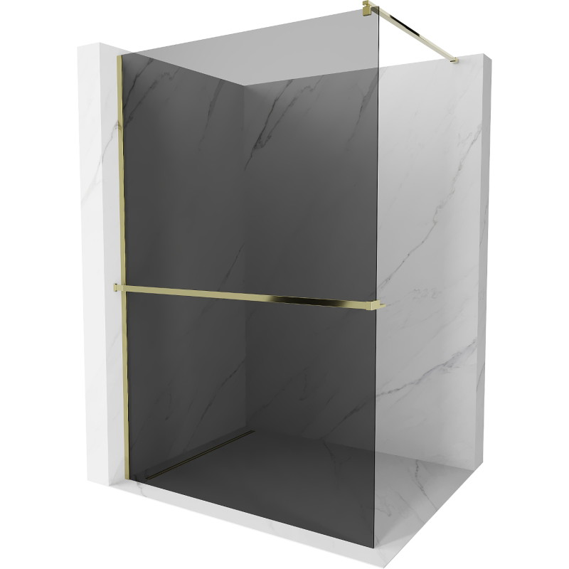 Mexen Kioto+ Duschwand mit Regal Walk-In 80 x 200 cm, Graphit, Gold - 800-080-121-50-40
