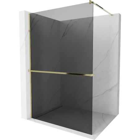 Mexen Kioto+ Duschwand mit Ablage Walk-in 80 x 200 cm, grafit, gold - 800-080-121-50-40