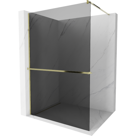 Mexen Kioto+ Duschwand mit Ablage Walk-in 80 x 200 cm, Graphit, Gold - 800-080-121-50-40