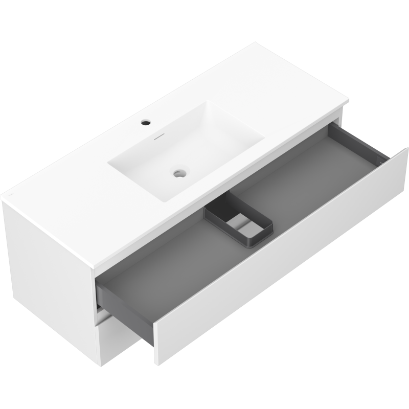 Mexen Orio Badezimmerschrank 120 cm mit Waschbecken Otis, 2 Schubladen, weiß matt - 91A10-12047-2-BFF01-W18M01