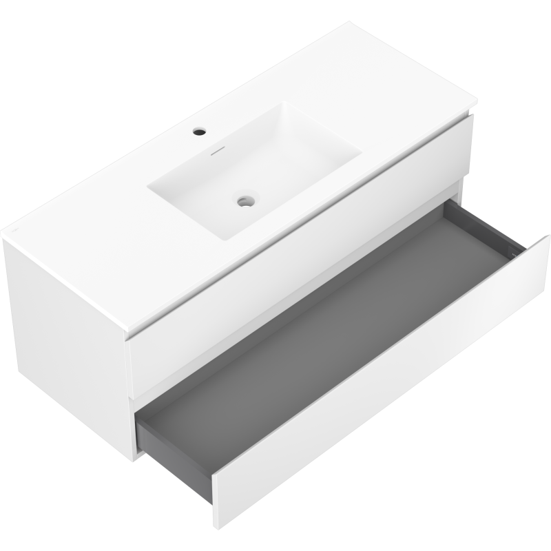 Mexen Orio Badezimmerschrank 120 cm mit Waschbecken Otis, 2 Schubladen, weiß matt - 91A10-12047-2-BFF01-W18M01