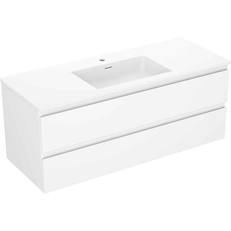 Mexen Orio Badezimmerschrank 120 cm mit Waschbecken Otis, 2 Schubladen, weiß matt - 91A10-12047-2-BFF01-W18M01