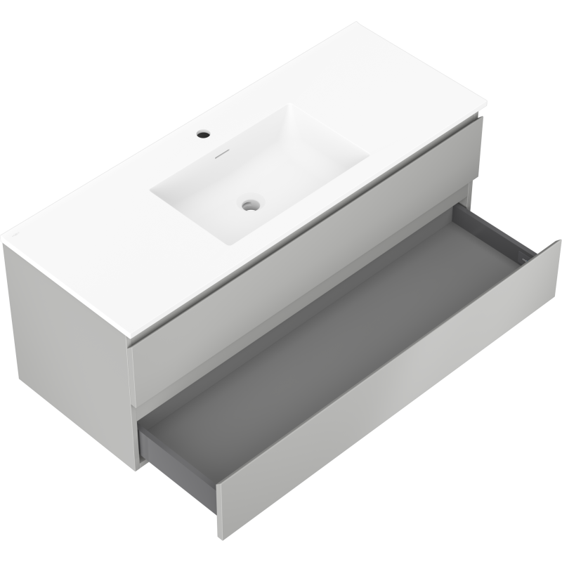 Mexen Orio Badezimmerschrank 120 cm mit Waschbecken Otis, 2 Schubladen, grau matt/weiß matt - 91A10-12047-2-BFF62-W18M01