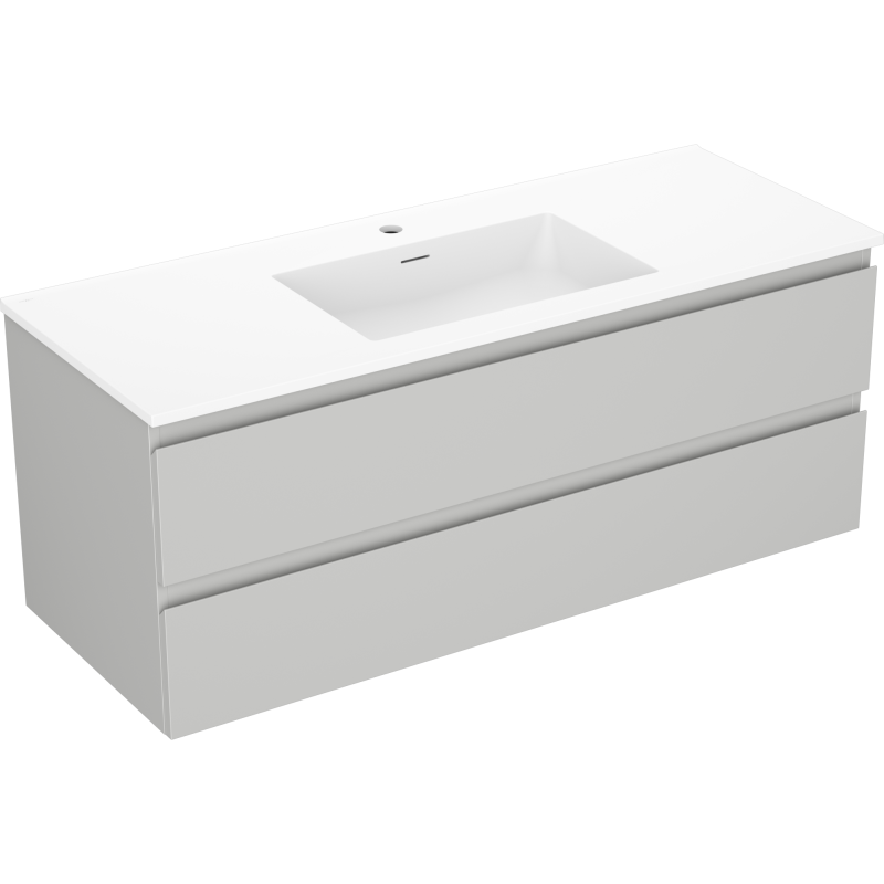 Mexen Orio Badezimmerschrank 120 cm mit Waschbecken Otis, 2 Schubladen, grau matt/weiß matt - 91A10-12047-2-BFF62-W18M01