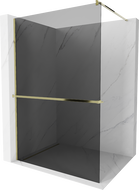 Mexen Kioto+ Duschwand mit Ablage Walk-in 120 x 200 cm, Graphit, Gold - 800-120-121-50-40