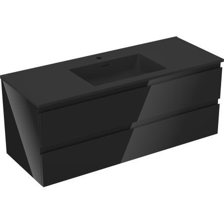 Mexen Orio Badezimmerschrank 120 cm mit Waschbecken Otis, 2 Schubladen, schwarz glänzend/schwarz matt