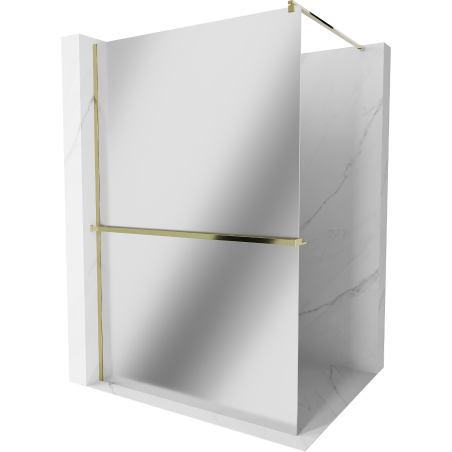 Mexen Kioto+ Duschwand mit Regal Walk-in 100 x 200 cm, Spiegel, Gold - 800-100-121-50-50