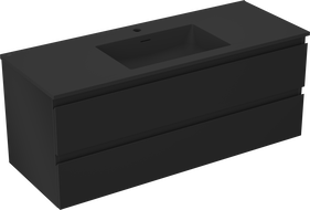 Mexen Orio Badezimmerschrank 120 cm mit Waschbecken Otis, 2 Schubladen, schwarz matt - 91A10-12047-2-BFF71-W18M71