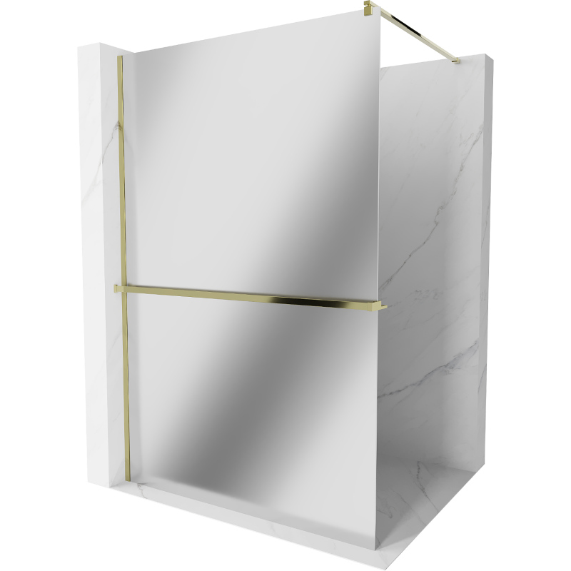 Mexen Kioto+ Duschwand mit Ablage Walk-in 110 x 200 cm, Spiegel, Gold - 800-110-121-50-50
