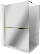 Mexen Kioto+ Duschwand mit Regal Walk-in 110 x 200 cm, Spiegel, Gold - 800-110-121-50-50
