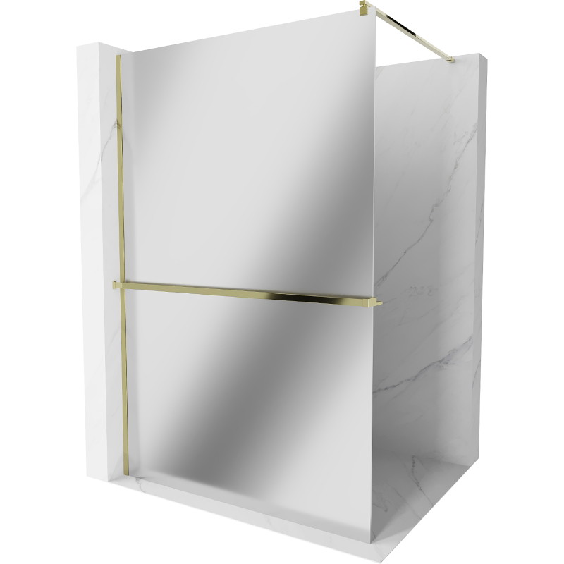 Mexen Kioto+ Duschrückwand mit Ablage Walk-in 120 x 200 cm, Spiegel, Gold - 800-120-121-50-50