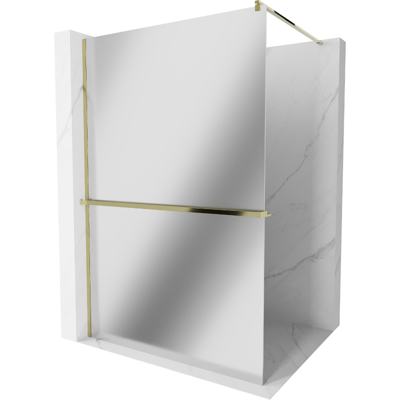 Mexen Kioto+ Duschwand mit Ablage Walk-in 120 x 200 cm, Spiegel, Gold - 800-120-121-50-50