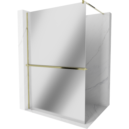 Mexen Kioto+ Duschwand mit Ablage Walk-in 120 x 200 cm, Spiegel, Gold - 800-120-121-50-50