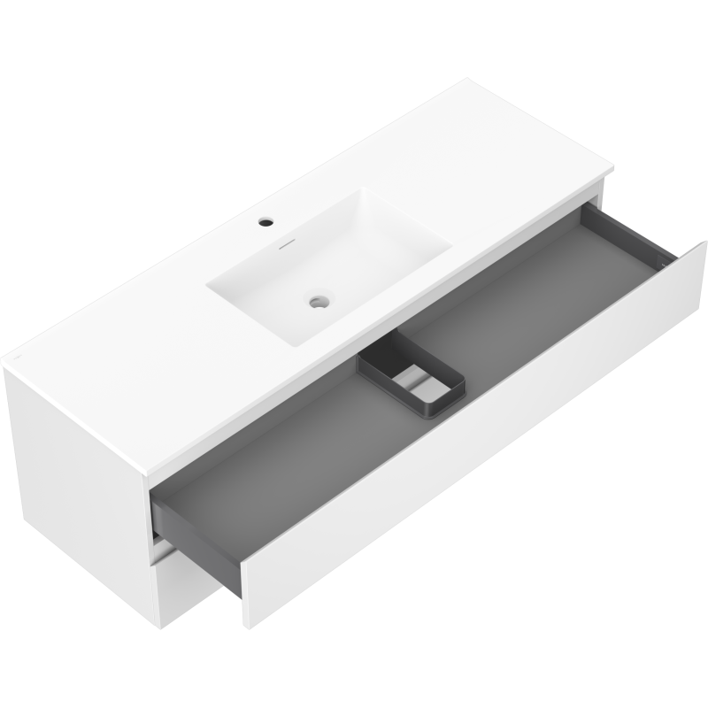 Mexen Orio Badezimmer-Schrank 140 cm mit Waschbecken Otis, 2 Schubladen, weiß matt - 91A10-14047-2-BFF01-W18M01