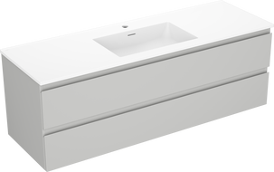 Mexen Orio Badezimmerschrank 140 cm mit Otis Waschbecken, 2 Schubladen, grau matt/weiß matt - 91A10-14047-2-BFF62-W18M01