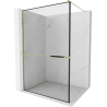 Mexen Kioto+ Duschwand mit Ablage Walk-in 90 x 200 cm, schwarzer Rahmen, gold - 800-090-121-50-70