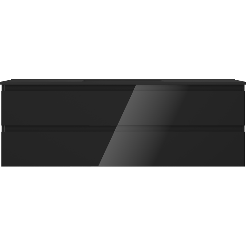 Mexen Orio Badezimmerschrank 140 cm mit Waschbecken Otis, 2 Schubladen, Schwarz Glanz/Schwarz Matt - 91A10-14047-2-BFF70-W18M71