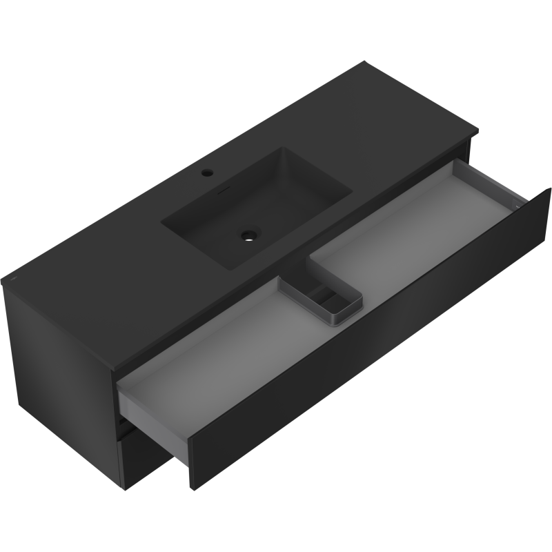 Mexen Orio Badezimmerschrank 140 cm mit Waschbecken Otis, 2 Schubladen, Schwarz Matt - 91A10-14047-2-BFF71-W18M71