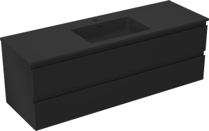 Mexen Orio Badezimmerschrank 140 cm mit Waschbecken Otis, 2 Schubladen, Schwarz Matt - 91A10-14047-2-BFF71-W18M71