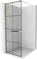 Mexen Kioto+ Duschwand mit Regal Walk-in 90 x 200 cm, schwarzes Gitter, gold - 800-090-121-50-77