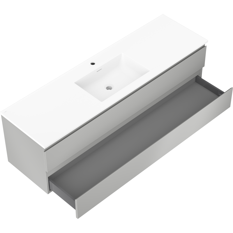 Mexen Orio Badezimmerschrank 160 cm mit Waschbecken Otis, 2 Schubladen, grau matt/weiß matt - 91A10-16047-2-BFF62-W18M01