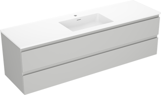 Mexen Orio Badezimmerschrank 160 cm mit Waschbecken Otis, 2 Schubladen, grau matt/weiß matt - 91A10-16047-2-BFF62-W18M01