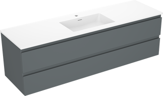 Mexen Orio Badezimmerunterschrank 160 cm mit Waschbecken Otis, 2 Schubladen, Grafit matt/Weiß matt - 91A10-16047-2-BFF66-W18M01