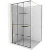 Mexen Kioto+ Duschwand mit Regal Walk-in 120 x 200 cm, schwarzes Gitter, gold - 800-120-121-50-77