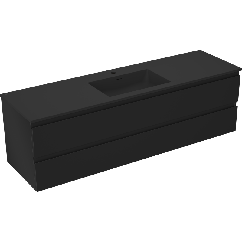 Mexen Orio Badezimmerschrank 160 cm mit Otis-Waschbecken, 2 Schubladen, Schwarz matt - 91A10-16047-2-BFF71-W18M71