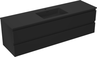 Mexen Orio Badezimmerschrank 160 cm mit Otis-Waschbecken, 2 Schubladen, Schwarz matt - 91A10-16047-2-BFF71-W18M71