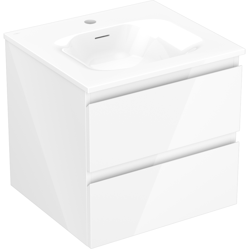 Mexen Orio Badezimmerschrank 50 cm mit Waschbecken Vela, 2 Schubladen, Weiß Glanz - 91A10-05047-2-BFF00-W23M00