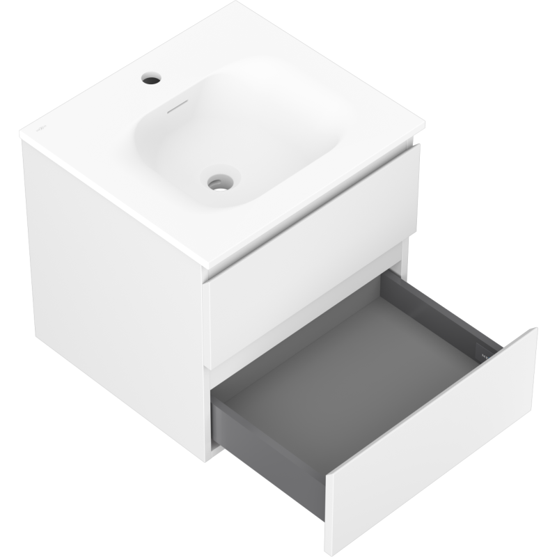 Mexen Orio Badezimmerschrank 50 cm mit Waschbecken Vela, 2 Schubladen, weiß matt - 91A10-05047-2-BFF01-W23M01