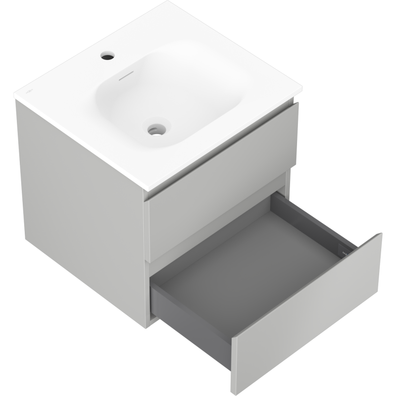 Mexen Orio Badezimmerschrank 50 cm mit Waschbecken Vela, 2 Schubladen, graues Matt/weißes Matt - 91A10-05047-2-BFF62-W23M01