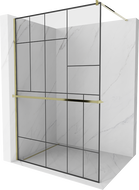 Mexen Kioto+ Duschwand mit Ablage Walk-in 110 x 200 cm, schwarzes Muster, gold - 800-110-121-50-78