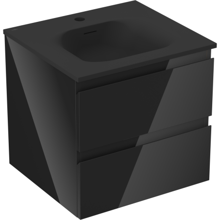 Mexen Orio Badschrank 50 cm mit Waschbecken Vela, 2 Schubladen, Schwarz Glanz/Schwarz Matt - 91A10-05047-2-BFF70-W23M71