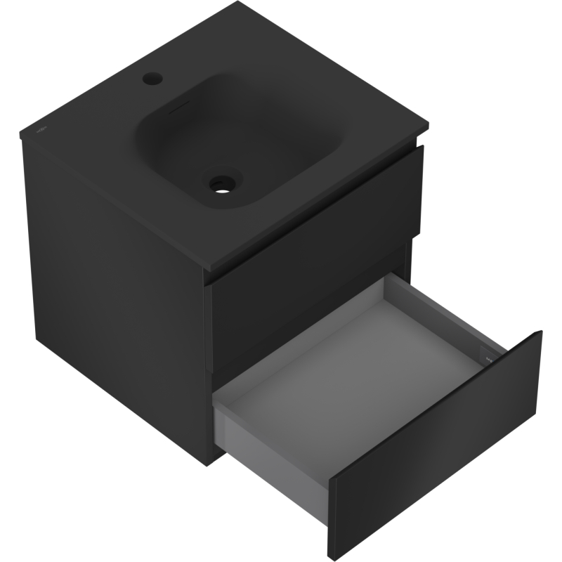 Mexen Orio 50 cm Badezimmerschrank mit Waschbecken Vela, 2 Schubladen, schwarz matt - 91A10-05047-2-BFF71-W23M71