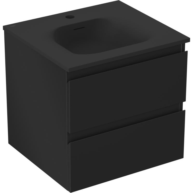 Mexen Orio 50 cm Badezimmerschrank mit Waschbecken Vela, 2 Schubladen, schwarz matt - 91A10-05047-2-BFF71-W23M71