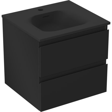 Mexen Orio 50 cm Badezimmerschrank mit Waschbecken Vela, 2 Schubladen, schwarz matt - 91A10-05047-2-BFF71-W23M71