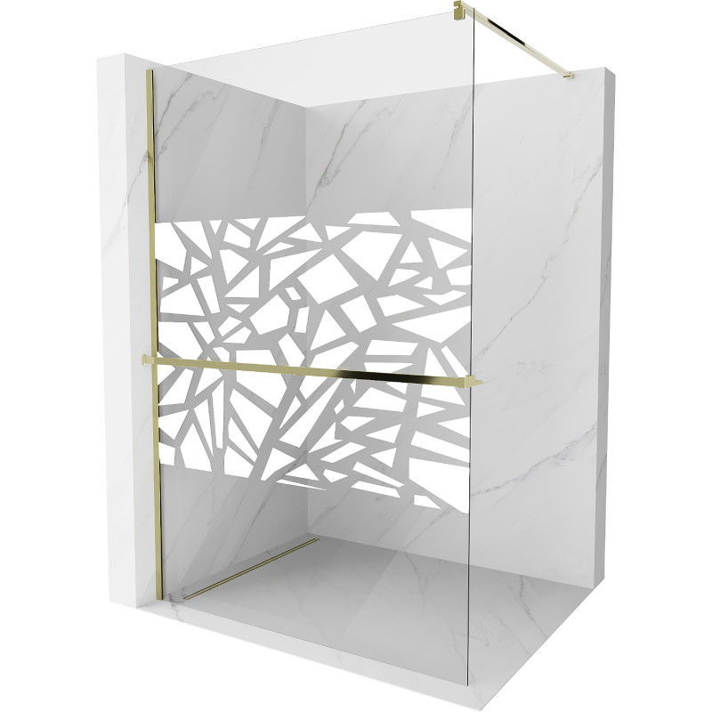 Mexen Kioto+ Duschtür mit Ablage Walk-in 70 x 200 cm, weißes Muster, gold - 800-070-121-50-85