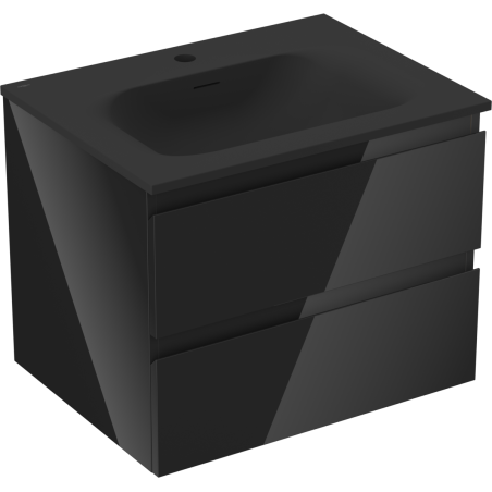 Mexen Orio Badezimmerschrank 60 cm mit Waschbecken Vela, 2 Schubladen, Schwarz Glanz/Schwarz Matt - 91A10-06047-2-BFF70-W23M71