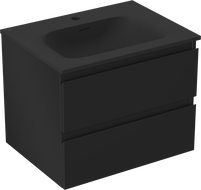 Mexen Orio Badezimmerschrank 60 cm mit Waschbecken Vela, 2 Schubladen, schwarz matt - 91A10-06047-2-BFF71-W23M71