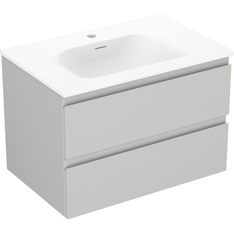 Mexen Orio Badezimmerschrank 70 cm mit Waschbecken Vela, 2 Schubladen, grau matt/weiß matt - 91A10-07047-2-BFF62-W23M01