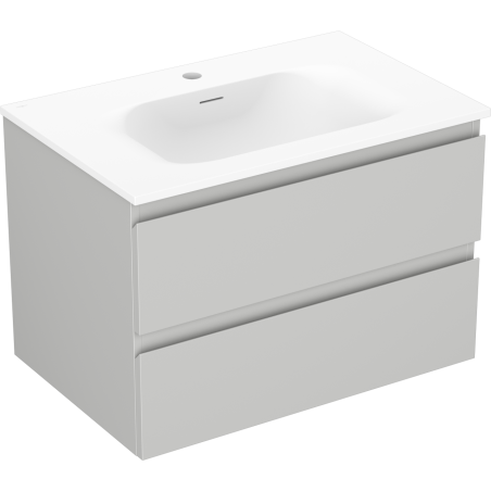 Mexen Orio Badezimmerschrank 70 cm mit Waschbecken Vela, 2 Schubladen, grau matt/weiß matt - 91A10-07047-2-BFF62-W23M01